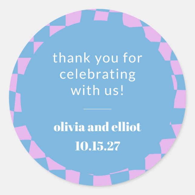 Sticker Rond Fête de mariage personnalisée sur le thème rétro v (Devant)