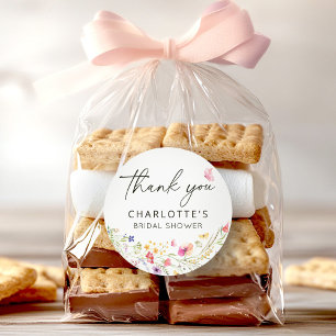 Sticker Rond Fête de Mariage Remerciements Floraux Élégants