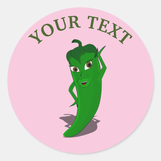 Sticker Rond Fête de mariage rose avec diva au poivre vert (Devant)