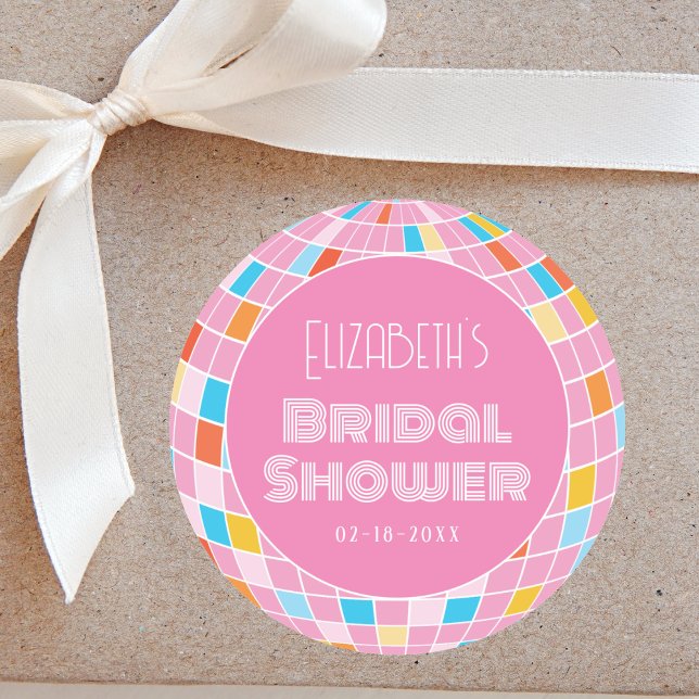 Sticker Rond Fête de Mariage Rose Disco Spatial (Créateur téléchargé)