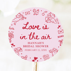 Sticker Rond Fête de mariage rose Saint Valentin l'amour est da