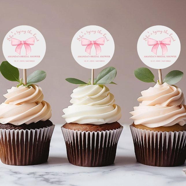 Sticker Rond Fête de mariage Ruban rose Blush (Créateur téléchargé)