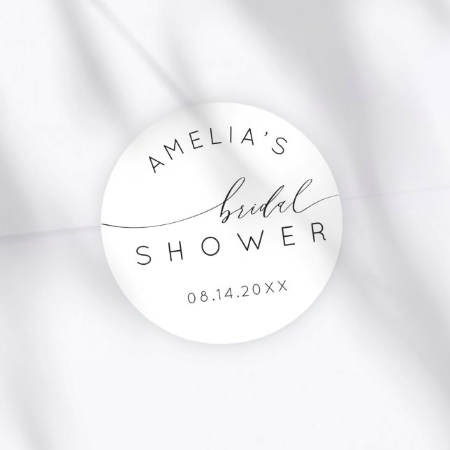 Sticker Rond Fête de Mariage Simple Noir et Blanc (Créateur téléchargé)