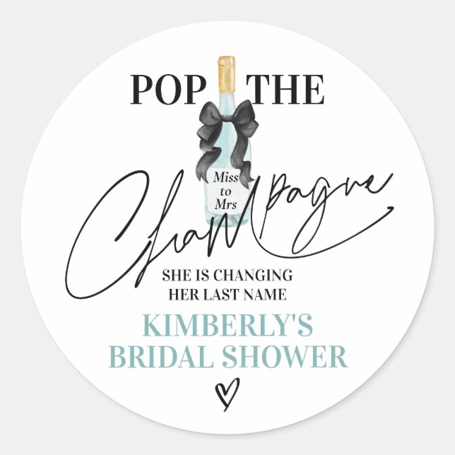 Sticker Rond Fête de mariage Teal Pop Champagne (Devant)