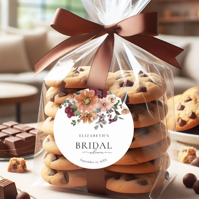 Sticker Rond Fête de mariage Terracotta Floraison d'automne (Créateur téléchargé)