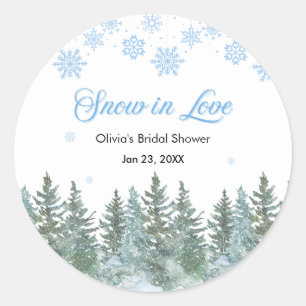Sticker Rond Fête de mariage thème flocons de neige et pin hive
