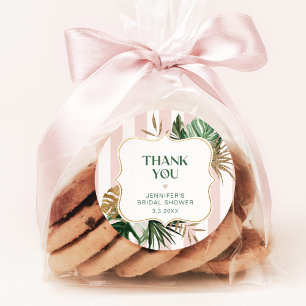 Sticker Rond Fête de mariage tropical rayures rose rétro