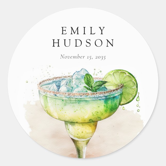 Sticker Rond Fête de mariage Watercolor Fiesta (Devant)