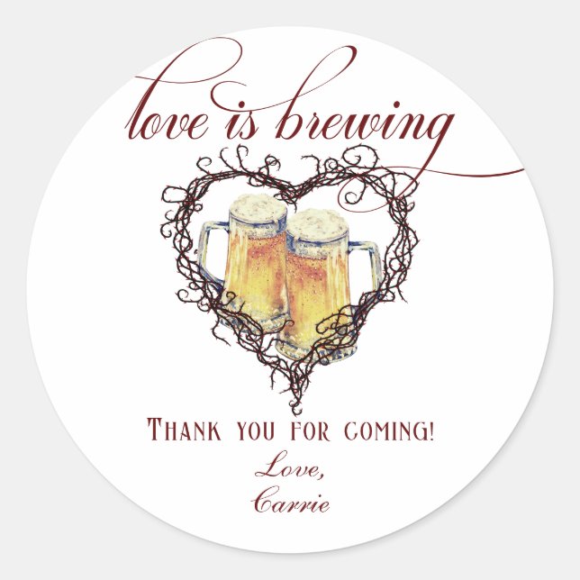 Sticker Rond Fête de Mariée Bière Gothique Love is Brewing (Devant)
