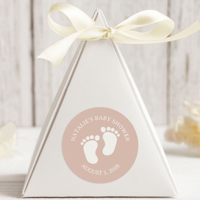 Sticker Rond Fête de naissance avec typographie en grès rose (Créateur téléchargé)