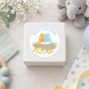 Sticker Rond Fête de naissance Baby Boy Nid de printemps