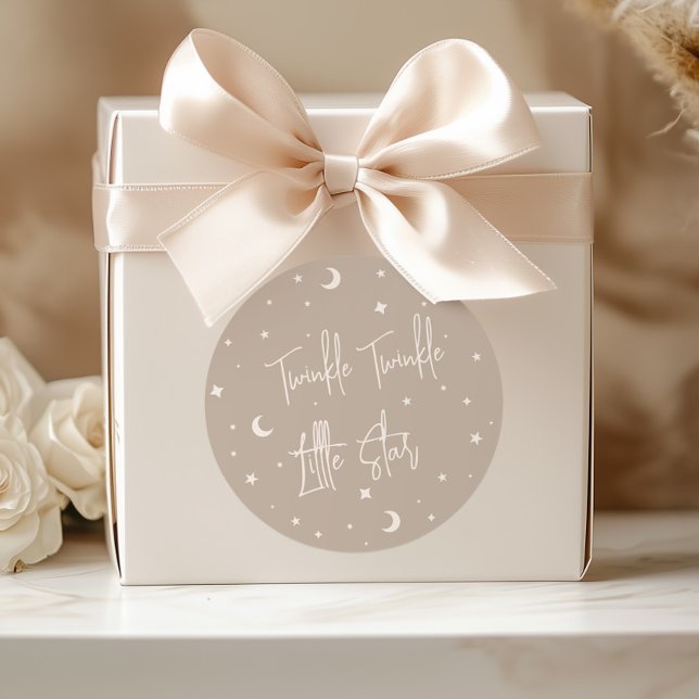 Sticker Rond Fête de Naissance Bébé Beige Twinkle Twinkle Littl (Créateur téléchargé)