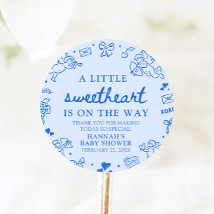 Sticker Rond Fête de naissance Bébé Chéri à main levée pour la