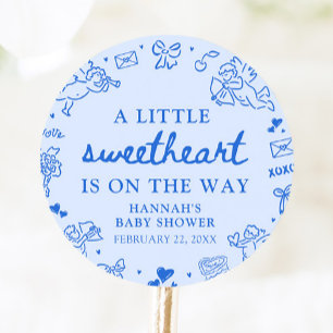 Sticker Rond Fête de naissance Bébé Chéri à main levée pour la