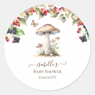 Sticker Rond Fête de naissance Champignon et Crapaudine de la F