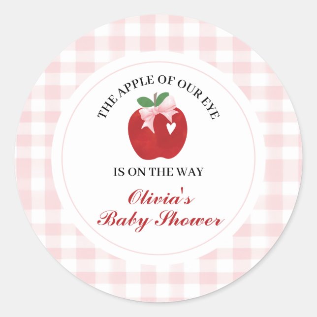 Sticker Rond Fête de naissance Coquette Apple Rose pré-préparée (Devant)
