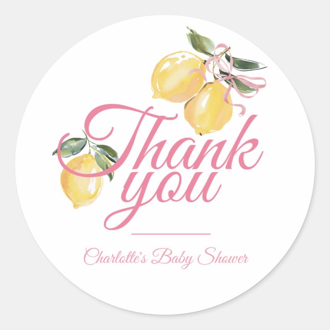 Sticker Rond Fête de naissance Coquette Lemon Rose (Devant)