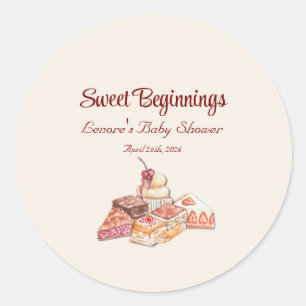Sticker Rond Fête de naissance de bébé italien Café européen