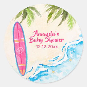 Sticker Rond Fête de naissance de bébé sur le thème de la mer r