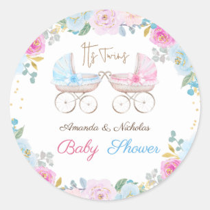 Sticker Rond Fête de naissance de jumeaux 