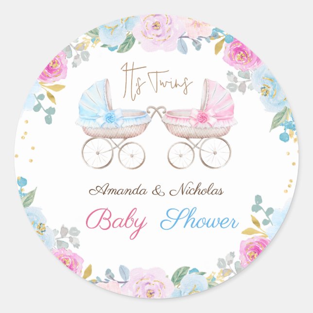 Sticker Rond Fête de naissance de jumeaux  (Devant)