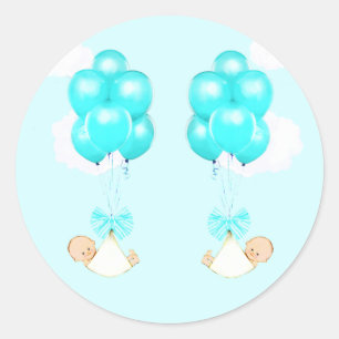 Sticker Rond Fête de naissance de jumeaux garçons