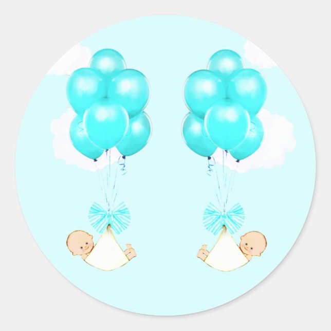 Sticker Rond Fête de naissance de jumeaux garçons (Devant)