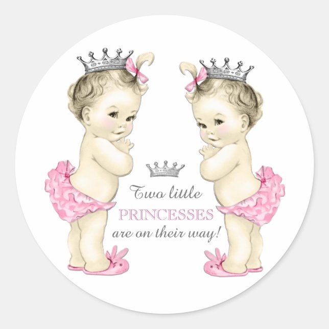Sticker Rond Fête de naissance de jumelles (Devant)
