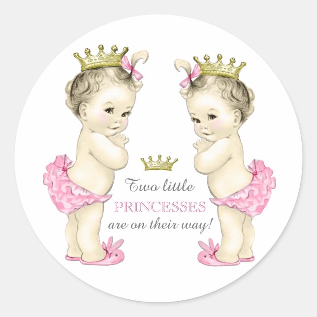 Sticker Rond Fête de naissance de jumelles filles (Devant)