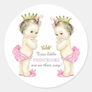 Sticker Rond Fête de naissance de jumelles filles