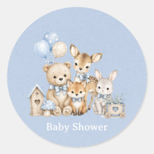 Sticker Rond Fête de Naissance Garçon Amis de la Forêt