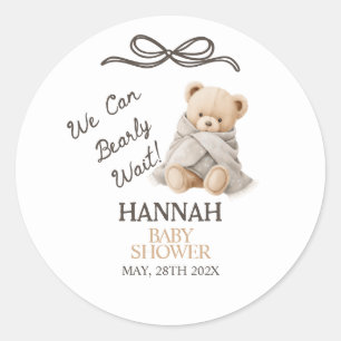 Sticker Rond Fête de naissance ourson fantaisiste