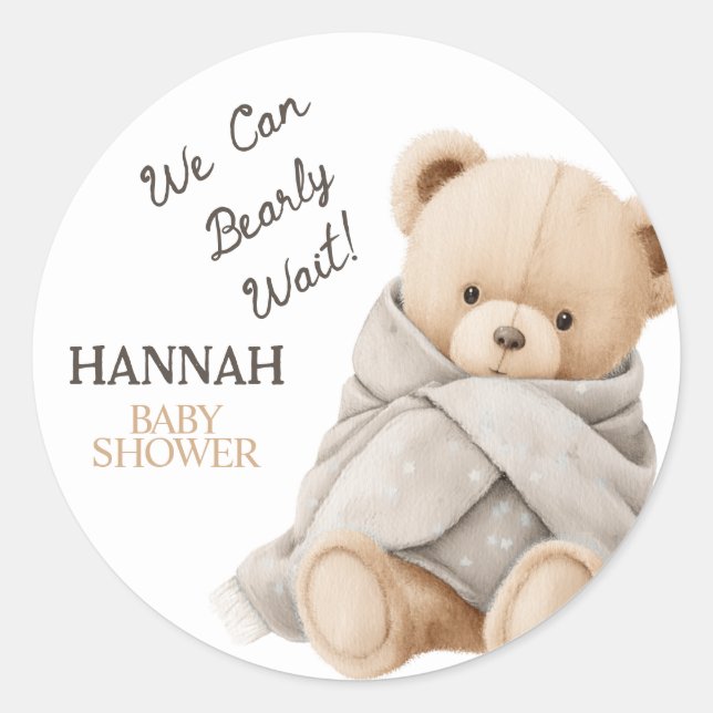 Sticker Rond Fête de naissance ourson fantaisiste  (Devant)