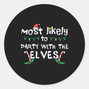 Sticker Rond Fête de Noël avec Elve Xmas Match de famille