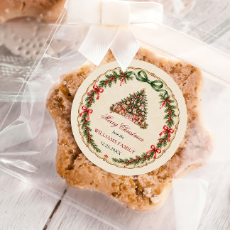 Sticker Rond Fête de Noël casse-noisette ruban rouge