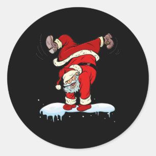 Sticker Rond Fête de Noël du Père Noël Hip hop dansant