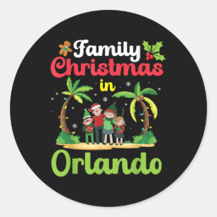 Sticker Rond Fête De Noël En Famille À Orlando Avec Tropi