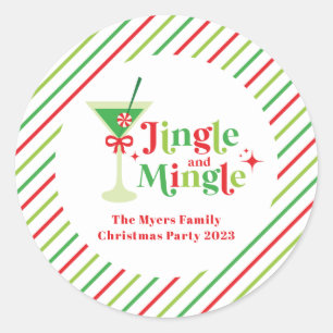 Sticker Rond Fête de Noël Jingle et Mingle