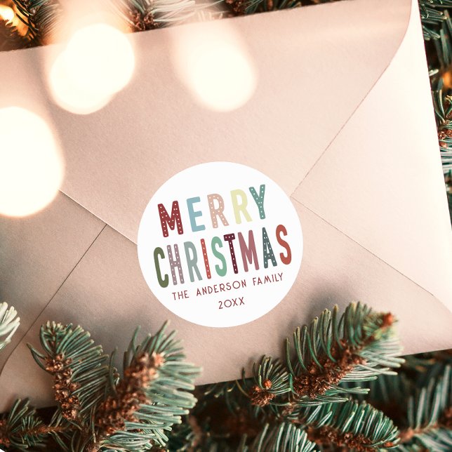 Sticker Rond Fête de Noël joyeux et coloré (Créateur téléchargé)