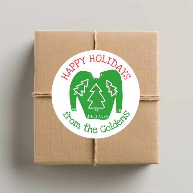 Sticker Rond Fête de Noël moche Sweat CUSTOM (Ugly Sweater CUSTOM Holiday Christmas Classic Round Sticker
)