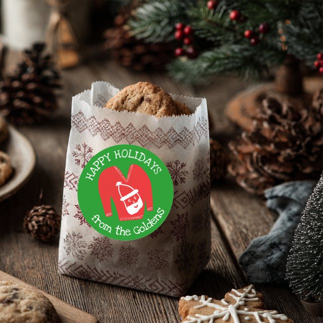 Sticker Rond Fête de Noël moche Sweat CUSTOM (Ugly Sweater CUSTOM Holiday Christmas Classic Round Sticker
)
