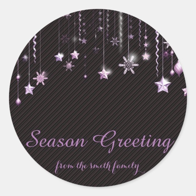 Sticker Rond Fête de Parties scintillant Black Christmas Gold F (Devant)
