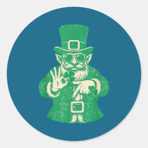 Sticker Rond Fête de Patrick, Leprechauns Drôle 6 Cadeau Meme H