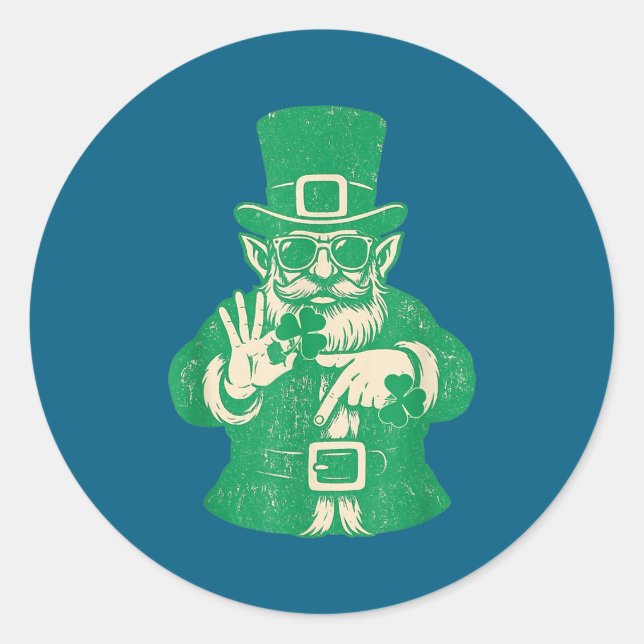 Sticker Rond Fête de Patrick, Leprechauns Drôle 6 Cadeau Meme H (Devant)