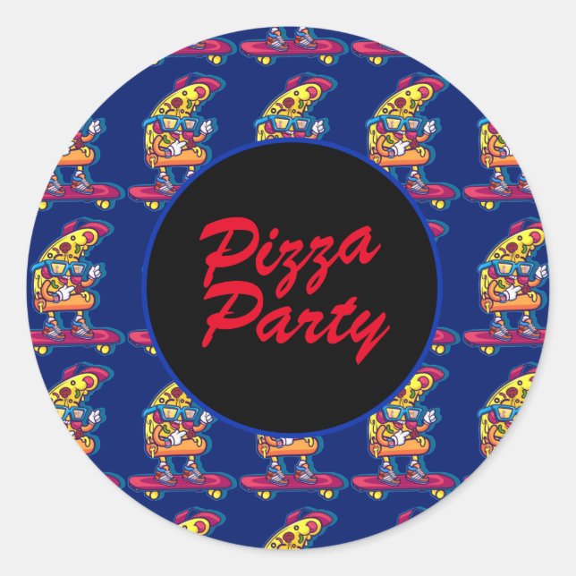 Sticker Rond Fête de pizza Whimsical (Devant)