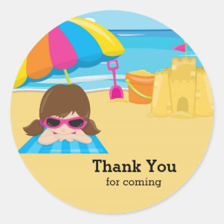 Sticker Rond Fête de plage