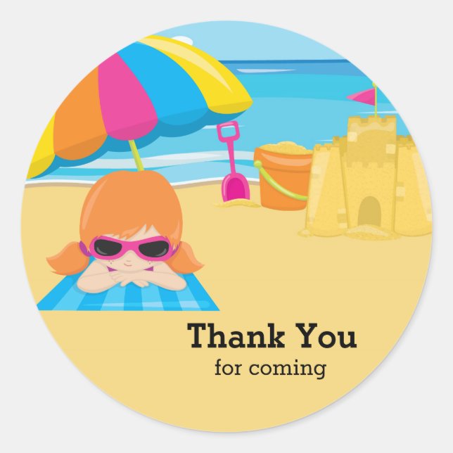 Sticker Rond Fête de plage (Devant)