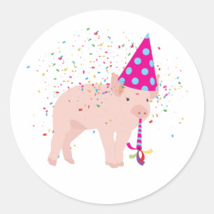 Sticker Rond Fête de porc - Animaux ayant une fête