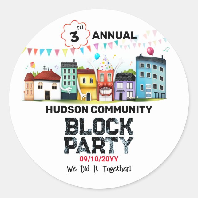 Sticker Rond Fête de quartier (Devant)