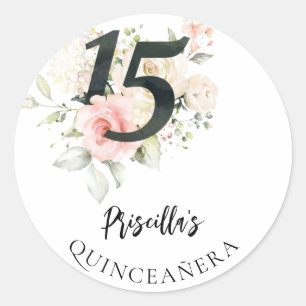 Sticker Rond Fête de Quinceanera 15 ans d'anniversaire à l'aqua